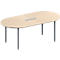 Schäfer Shop Genius Konferenztisch MODENA FLEX, 6-fach Anschluss, Oval, 4-Fuß Rundrohr, B 2000 x T 1000 x H 720-840 mm, Ahorn/weißalu