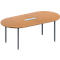 Schäfer Shop Genius Konferenztisch MODENA FLEX, 6-fach Anschluss, Oval, 4-Fuß Rundrohr, B 2000 x T 1000 x H 720-840 mm, Buche/weißalu