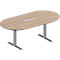 Schäfer Shop Genius Konferenztisch MODENA FLEX, 6-fach Anschluss, Oval, T-Fuß Rechteckrohr, B 2000 x T 1000 x H 650-850 mm, Eiche-Dekor/weißalu