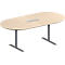 Schäfer Shop Genius Konferenztisch MODENA FLEX, 6-fach Anschluss, Oval, T-Fuß Rundrohr, B 2000 x T 1000 x H 650-850 mm, Ahorn/weißalu