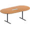 Schäfer Shop Genius Konferenztisch MODENA FLEX, 6-fach Anschluss, Oval, T-Fuß Rundrohr, B 2000 x T 1000 x H 650-850 mm, Buche/weißalu