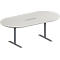 Schäfer Shop Genius Konferenztisch MODENA FLEX, 6-fach Anschluss, Oval, T-Fuß Rundrohr, B 2000 x T 1000 x H 650-850 mm, lichtgrau/weißalu