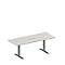 Schäfer Shop Genius Konferenztisch MODENA FLEX, 6-fach Anschluss, Rechteck, T-Fuß Rechteckrohr, B 2000 x T 800 x H 650-850 mm, lichtgrau/weißalu