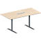 Schäfer Shop Genius Konferenztisch MODENA FLEX, 6-fach Anschluss, Rechteck, T-Fuß Rundrohr, B 1600 x T 800 x H 650-850 mm, Ahorn/weißalu
