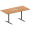Schäfer Shop Genius Konferenztisch MODENA FLEX, 6-fach Anschluss, Rechteck, T-Fuß Rundrohr, B 1600 x T 800 x H 650-850 mm, Buche/weißalu