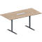 Schäfer Shop Genius Konferenztisch MODENA FLEX, 6-fach Anschluss, Rechteck, T-Fuß Rundrohr, B 1600 x T 800 x H 650-850 mm, Eiche-Dekor/weißalu
