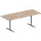 Schäfer Shop Genius Konferenztisch MODENA FLEX, 6-fach Anschluss, Rechteck, T-Fuß Rundrohr, B 2000 x T 800 x H 650-850 mm, Eiche-Dekor/weißalu