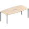 Schäfer Shop Genius Konferenztisch MODENA FLEX, 6-fach Tischanschlussfeld, Boot, 4-Fuss Quadratrohr, B 2000 x H 720-840 mm, Ahorn/weissaluminium