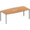 Schäfer Shop Genius Konferenztisch MODENA FLEX, 6-fach Tischanschlussfeld, Boot, 4-Fuss Rundrohr, B 2000 x H 720-840 mm, Buche/weissaluminium RAL 9006