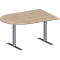Schäfer Shop Genius Konferenztisch MODENA FLEX, Halbkreis, T-Fuß Rechteckrohr, B 1400 x T 1000 x H 650-850 mm, Eiche-Dekor/weißaluminium RAL 9006