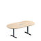 Schäfer Shop Genius Konferenztisch MODENA FLEX, Oval, T-Fuß Rundrohr, B 2000 x T 1000 x H 650-850 mm, Ahorn-Dekor/weißaluminium RAL 9006