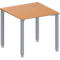 Schäfer Shop Genius Konferenztisch MODENA FLEX, Quadrat, 4-Fuß Quadratrohr, B 800 x T 800 x H 720-840 mm, Buche/weißaluminium RAL 9006