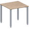 Schäfer Shop Genius Konferenztisch MODENA FLEX, Quadrat, 4-Fuß Quadratrohr, B 800 x T 800 x H 720-840 mm, Eiche/weißaluminium RAL 9006