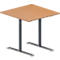 Schäfer Shop Genius Konferenztisch MODENA FLEX, Quadrat, T-Fuß Rundrohr, B 800 x T 800 x H 650-850 mm, Buche/weißaluminium RAL 9006