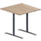 Schäfer Shop Genius Konferenztisch MODENA FLEX, Quadrat, T-Fuß Rundrohr, B 800 x T 800 x H 650-850 mm, Eiche-Dekor/weißaluminium RAL 9007