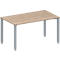 Schäfer Shop Genius Konferenztisch MODENA FLEX, Rechteck, 4-Fuß Quadratrohr, B 1400 x T 800 x H 720-840 mm, Eiche-Dekor/weißaluminium RAL 9006