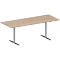 Schäfer Shop Genius Konferenztisch MODENA FLEX, Rechteck, T-Fuss Rundrohr, B 2000 x T 800 x H 650-850 mm, lichtgrau/weissaluminium RAL 9006