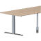 Schäfer Shop Genius Konferenztisch MODENA FLEX, Trapez, T-Fuß Rechteckrohr, B 1600 x T 800 x H 650-850 mm, Eiche-Dekor/weißaluminium RAL 9006
