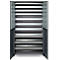 Schäfer Shop Genius Magazinschrank FS, 5 OH, abschließbar, 10 Fachböden, 2 Lochrasterplatten, bis 450 kg, B 1055 x T 520 x H 1950 mm, weißalu/anthrazitgrau