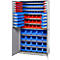 Schäfer Shop Genius Magazinschrank, mit Sichtlagerkästen, B 1055 x T 520 x H 1950 mm, weißaluminium