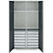 Schäfer Shop Genius materiaalkast FS, 5 OH, afsluitbaar, 4 legborden/12 laden, tot 450 kg, B 1055 x D 520 x H 1950 mm, staal, lichtgrijs/antracietgrijs