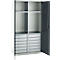 Schäfer Shop Genius materiaalkast FS, 5 OH, afsluitbaar, 4 legborden/12 laden, tot 450 kg, B 1055 x D 520 x H 1950 mm, staal, lichtgrijs/antracietgrijs