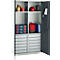Schäfer Shop Genius materiaalkast FS, 5 OH, afsluitbaar, 4 legborden/12 laden, tot 450 kg, B 1055 x D 520 x H 1950 mm, staal, lichtgrijs/antracietgrijs