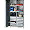 Schäfer Shop Genius materiaalkast FS, 5 OH, afsluitbaar, 4 legborden/12 laden, tot 450 kg, B 1055 x D 520 x H 1950 mm, staal, lichtgrijs/antracietgrijs