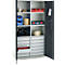 Schäfer Shop Genius materiaalkast FS, 5 OH, afsluitbaar, 4 legborden/12 laden, tot 450 kg, B 1055 x D 520 x H 1950 mm, staal, lichtgrijs/antracietgrijs