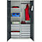 Schäfer Shop Genius materiaalkast FS, 5 OH, afsluitbaar, 4 legborden/12 laden, tot 450 kg, B 1055 x D 520 x H 1950 mm, staal, lichtgrijs/antracietgrijs