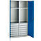 Schäfer Shop Genius materiaalkast FS, 5 OH, afsluitbaar, 4 legborden/12 laden, tot 450 kg, B 1055 x D 520 x H 1950 mm, staal, lichtgrijs/gentiaanblauw