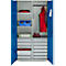 Schäfer Shop Genius materiaalkast FS, 5 OH, afsluitbaar, 4 legborden/12 laden, tot 450 kg, B 1055 x D 520 x H 1950 mm, staal, lichtgrijs/gentiaanblauw