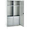 Schäfer Shop Genius materiaalkast FS, 5 OH, afsluitbaar, 4 legborden/12 laden, tot 450 kg, B 1055 x D 520 x H 1950 mm, staal, lichtgrijs/lichtgrijs