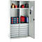 Schäfer Shop Genius materiaalkast FS, 5 OH, afsluitbaar, 4 legborden/12 laden, tot 450 kg, B 1055 x D 520 x H 1950 mm, staal, lichtgrijs/lichtgrijs