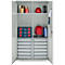 Schäfer Shop Genius materiaalkast FS, 5 OH, afsluitbaar, 4 legborden/12 laden, tot 450 kg, B 1055 x D 520 x H 1950 mm, staal, lichtgrijs/lichtgrijs