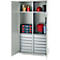 Schäfer Shop Genius materiaalkast FS, 5 OH, afsluitbaar, 4 legborden/12 laden, tot 450 kg, B 1055 x D 520 x H 1950 mm, staal, lichtgrijs/lichtgrijs