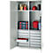 Schäfer Shop Genius materiaalkast FS, 5 OH, afsluitbaar, 4 legborden/12 laden, tot 450 kg, B 1055 x D 520 x H 1950 mm, staal, lichtgrijs/lichtgrijs