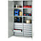 Schäfer Shop Genius materiaalkast FS, 5 OH, afsluitbaar, 4 legborden/12 laden, tot 450 kg, B 1055 x D 520 x H 1950 mm, staal, lichtgrijs/lichtgrijs