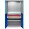 Schäfer Shop Genius materiaalkast FS, 5 OH, afsluitbaar, geperforeerde roosterwanden/2 laden/2 legborden, tot 450 kg, B 1055 x D 520 x H 1950 mm, aluminium wit/ gentiaanblauw + gratis inzetbakset-24 st.