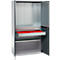 Schäfer Shop Genius materiaalkast FS, 5 OH, afsluitbaar, geperforeerde roosterwanden/2 laden/2 legborden, tot 450 kg, B 1055 x D 520 x H 1950 mm, blank aluminium/antracietgrijs + gratis inzetbakset-24 st.