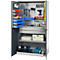 Schäfer Shop Genius materiaalkast FS, 5 OH, afsluitbaar, geperforeerde roosterwanden/2 laden/2 legborden, tot 450 kg, B 1055 x D 520 x H 1950 mm, blank aluminium/antracietgrijs + gratis inzetbakset-24 st.