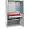 Schäfer Shop Genius materiaalkast FS, 5 OH, afsluitbaar, geperforeerde roosterwanden/2 laden/2 legborden, tot 450 kg, B 1055 x D 520 x H 1950 mm, blank aluminium/wit aluminium + gratis inzetbakset-24 st.