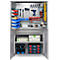 Schäfer Shop Genius materiaalkast FS, 5 OH, afsluitbaar, geperforeerde roosterwanden/2 laden/2 legborden, tot 450 kg, B 1055 x D 520 x H 1950 mm, blank aluminium/wit aluminium + gratis inzetbakset-24 st.