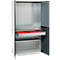 Schäfer Shop Genius materiaalkast FS, 5 OH, afsluitbaar, geperforeerde roosterwanden/2 laden/2 legborden, tot 450 kg, B 1055 x D 520 x H 1950 mm, lichtgrijs/antracietgrijs + gratis inzetbakset-24 st.