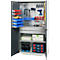 Schäfer Shop Genius materiaalkast FS, 5 OH, afsluitbaar, geperforeerde roosterwanden/2 laden/2 legborden, tot 450 kg, B 1055 x D 520 x H 1950 mm, lichtgrijs/antracietgrijs + gratis inzetbakset-24 st.
