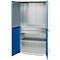 Schäfer Shop Genius materiaalkast FS, 5 OH, afsluitbaar, geperforeerde roosterwanden/2 laden/2 legborden, tot 450 kg, B 1055 x D 520 x H 1950 mm, lichtgrijs/enzianblauw + gratis inzetbakset-24 st.