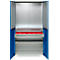 Schäfer Shop Genius materiaalkast FS, 5 OH, afsluitbaar, geperforeerde roosterwanden/2 laden/2 legborden, tot 450 kg, B 1055 x D 520 x H 1950 mm, lichtgrijs/enzianblauw + gratis inzetbakset-24 st.