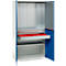 Schäfer Shop Genius materiaalkast FS, 5 OH, afsluitbaar, geperforeerde roosterwanden/2 laden/2 legborden, tot 450 kg, B 1055 x D 520 x H 1950 mm, lichtgrijs/enzianblauw + gratis inzetbakset-24 st.