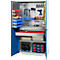 Schäfer Shop Genius materiaalkast FS, 5 OH, afsluitbaar, geperforeerde roosterwanden/2 laden/2 legborden, tot 450 kg, B 1055 x D 520 x H 1950 mm, lichtgrijs/enzianblauw + gratis inzetbakset-24 st.