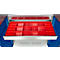 Schäfer Shop Genius materiaalkast FS, 5 OH, afsluitbaar, geperforeerde roosterwanden/2 laden/2 legborden, tot 450 kg, B 1055 x D 520 x H 1950 mm, lichtgrijs/enzianblauw + gratis inzetbakset-24 st.